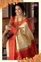 Beauteous Red Cream Color Banarasi Silk Designer Saree