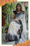 Beautiful Black and White Cotton Silk Saree