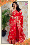 Pisara red soft silk saree