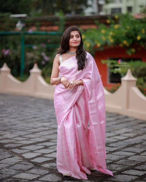 Beautiful pink soft silk saree