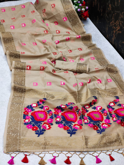 Belle soft linen weaving saree