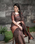 Browny wood soft silk saree
