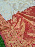 Charming Cream Color Jacquard Silk Saree