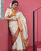 Charming Cream Color Jacquard Silk Saree