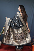 Charvi black soft silk saree