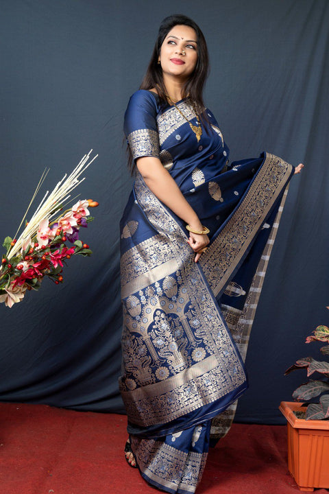 Charvi blue  soft silk saree