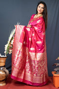 Charvi dark pink soft silk saree