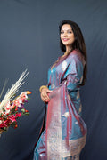 Charvi grey  soft silk saree