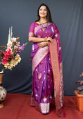 Charvi purple soft silk saree