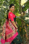 Dark Green Color Jacquard Silk Saree