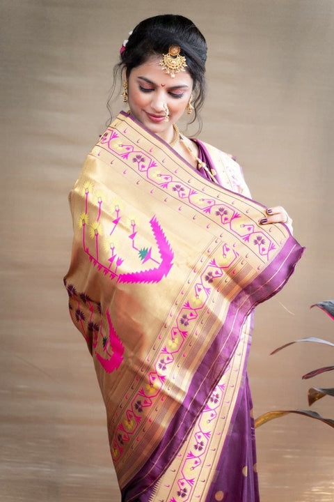 Maharani Lavender Rama Color Silk Saree