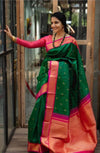 Darking Green Color Jacquard Silk Saree