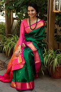 Darking Green Color Jacquard Silk Saree