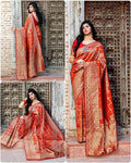 Flaming Red Color Jacquard Silk Saree