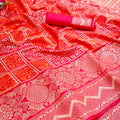 Flaming Red Color Jacquard Silk Saree