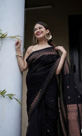 Jenny Black cotton   silk saree