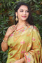 Marigold Lichi silk saree