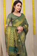 Meghna mily Dark Green soft silk saree