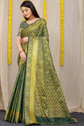 Meghna mily Dark Green soft silk saree