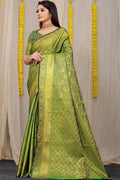 Meghna mily Green soft silk saree