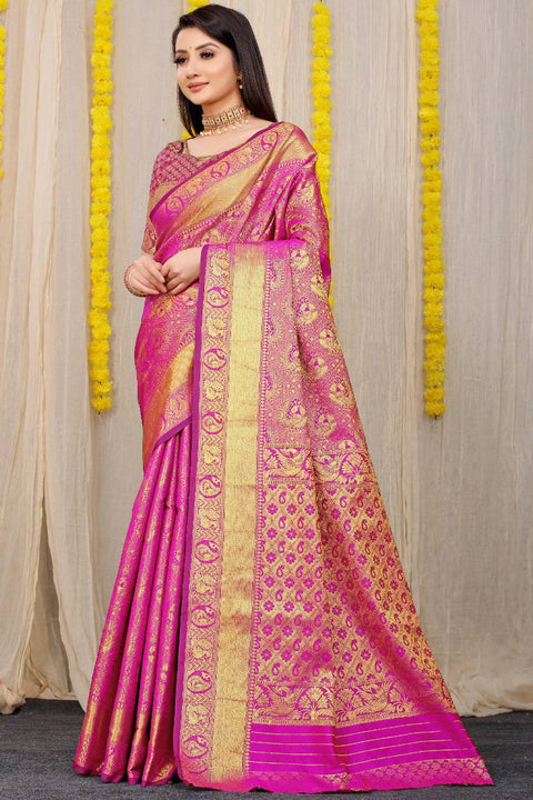Meghna mily Pink  soft silk saree
