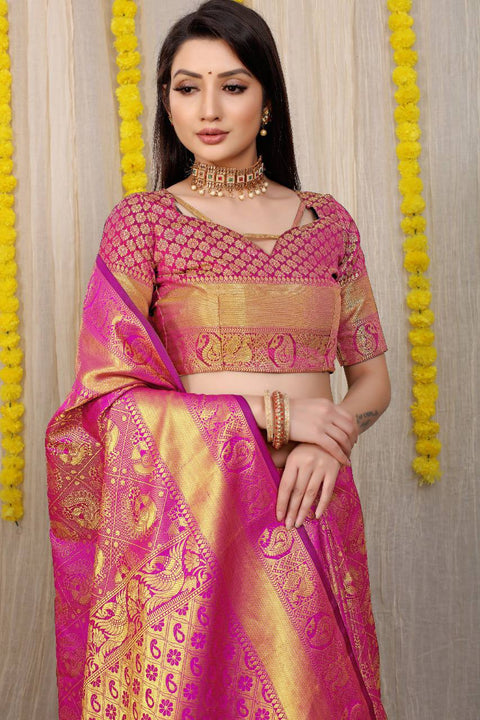 Meghna mily Pink  soft silk saree