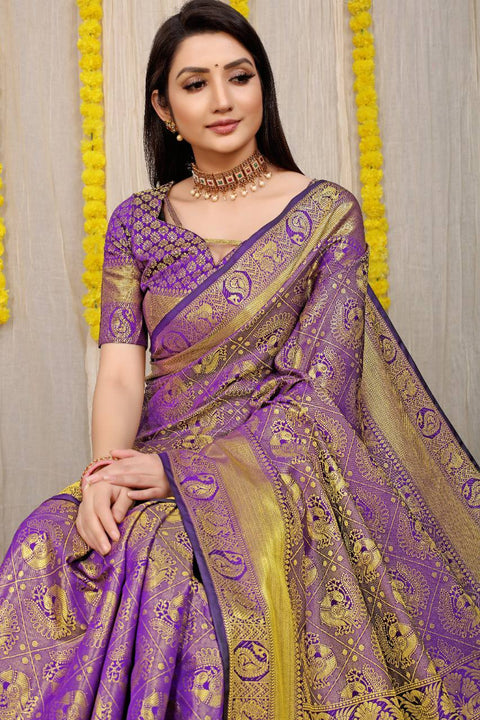 Meghna mily Purple soft silk saree