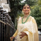 Off White Golden border soft silk saree