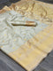 Off White Golden border soft silk saree