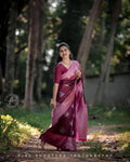 Onam Wine Color Jacquard Silk Saree