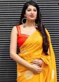 Onam Yellow Jacquard Silk Saree