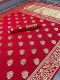 Pisara red soft silk saree