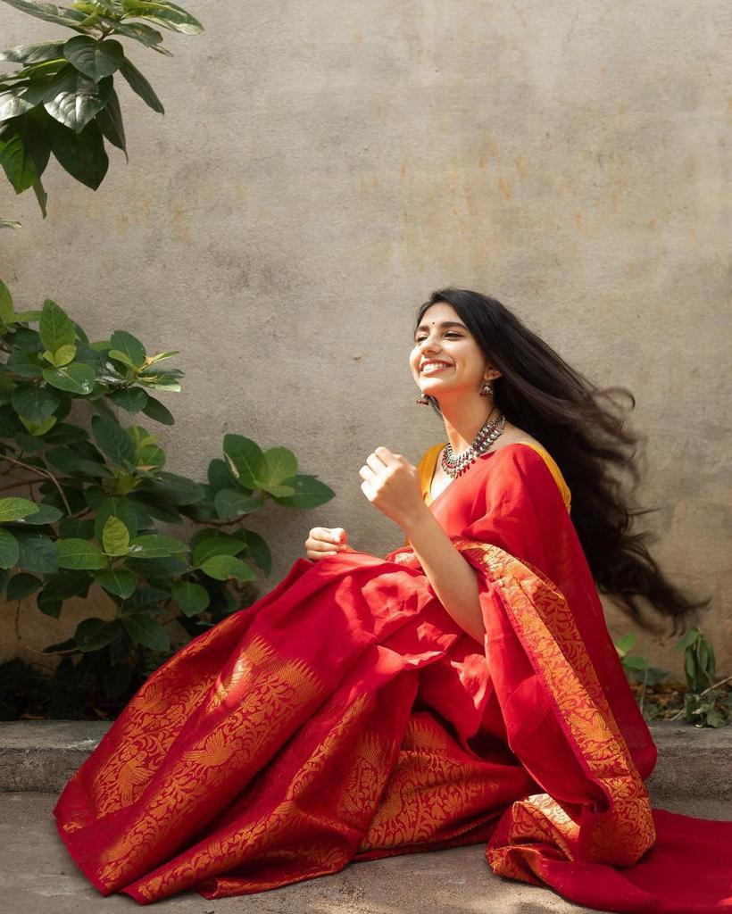Red Color Jacquard Silk Saree– Lotus Fashion