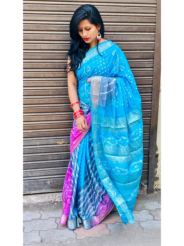 seymore Beautiful Blue Bandhani Heavy Border Saree - (Chunriya7-3497) in  Rajahmundry at best price by Suraj Selections - Justdial