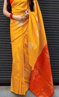 Sumner  yellow soft silk saree