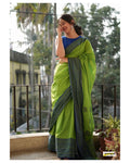 Vanhi Green cotton silk saree