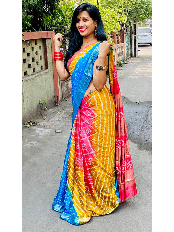 Indian Designer Bandhani Saree Bandhej Silk With Blouse - Etsy Australia