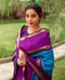 sky blue wine border silk saree