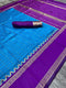 sky blue wine border silk saree